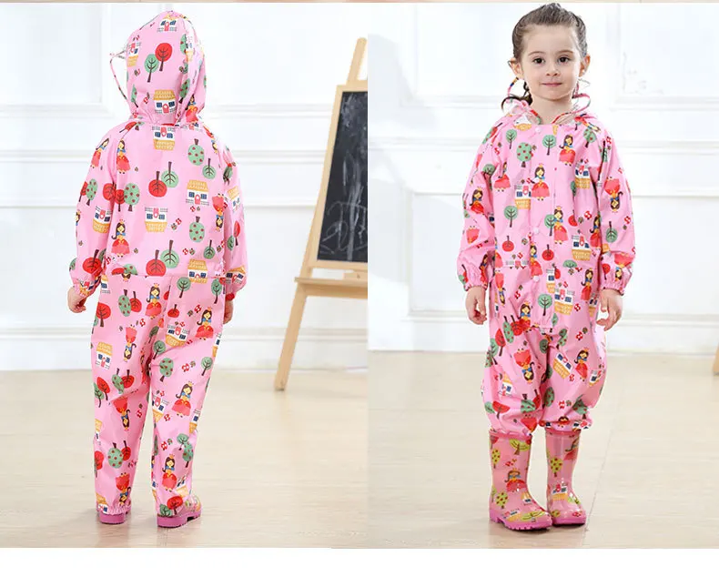 

New Cartoon Raincoat Kids Children Jumpsuit Rainwear Boy Girl Waterproof Poncho