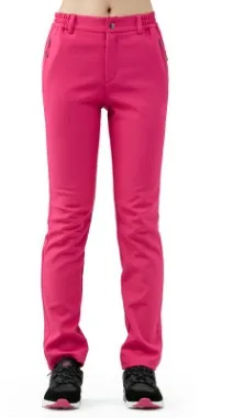 Woman Rose red Tectop теплые уличные штаны, флисовые брюки для женщин и мужчин, Мягкие штаны в виде ракушки, теплые толстые эластичные походные зимние штаны для гольфа - Цвет: Woman Rose red