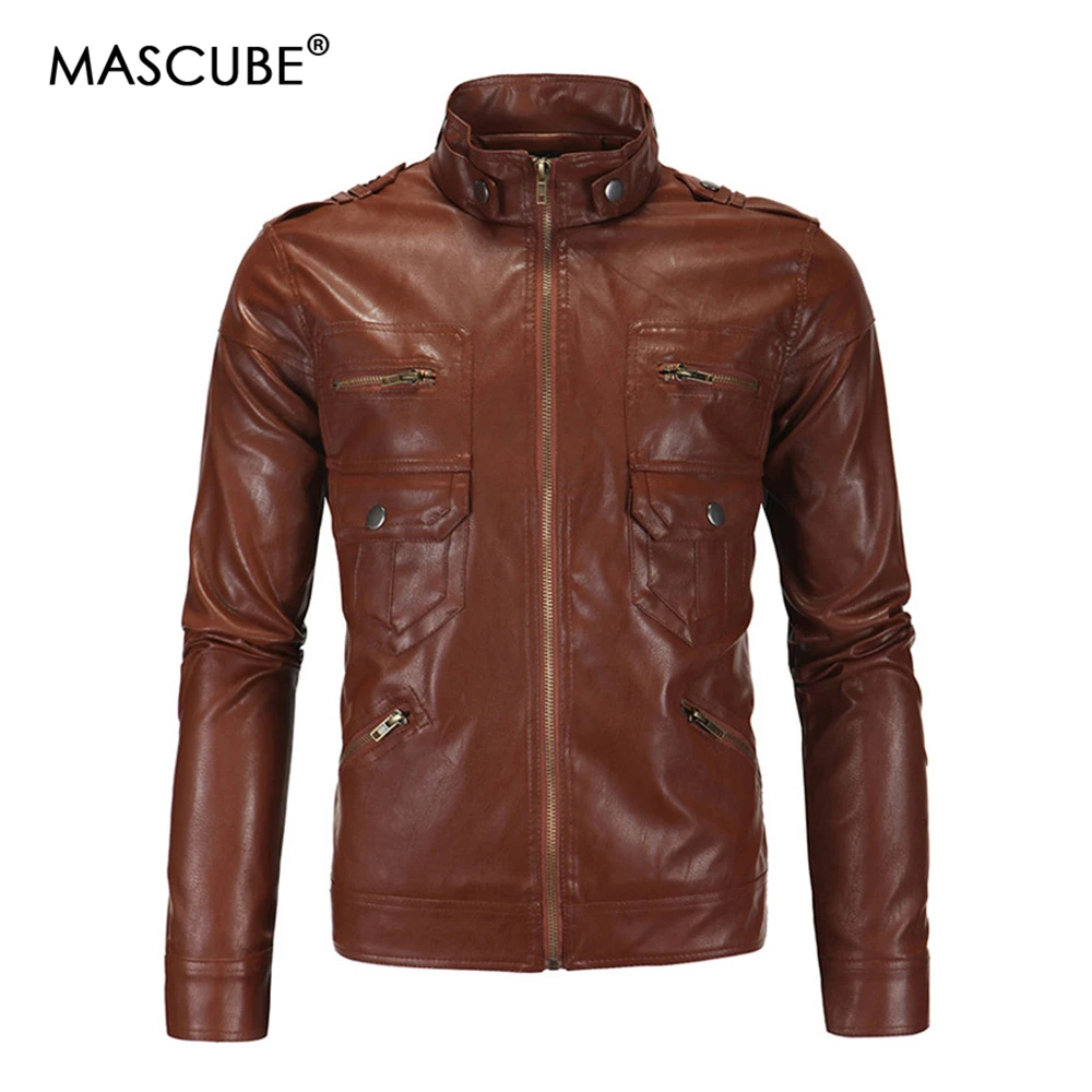 MASCUBE новинка модная мужская кожаная толстовка мотоциклетная куртка с капюшоном