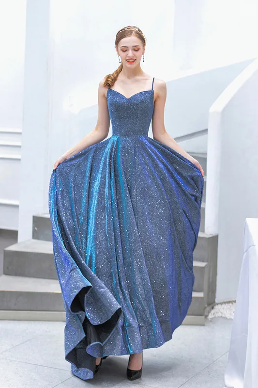 Свадебное платье Сверкающее дымчатое синее свадебное потрясающее вечернее для