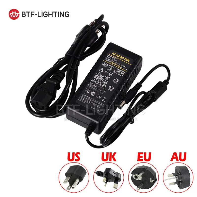 12 В в 5A питание AC110-240V для SMD 5050 3528 светодиодные ленты свет Великобритания/США/ЕС/AU
