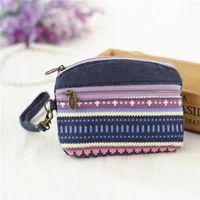 Purple Женский этнический тканевый Кошелек для монет, клатч, держатель для карт, Детский кошелек, двойная молния, кошельки для монет, porte monnaie femme - Цвет: Purple