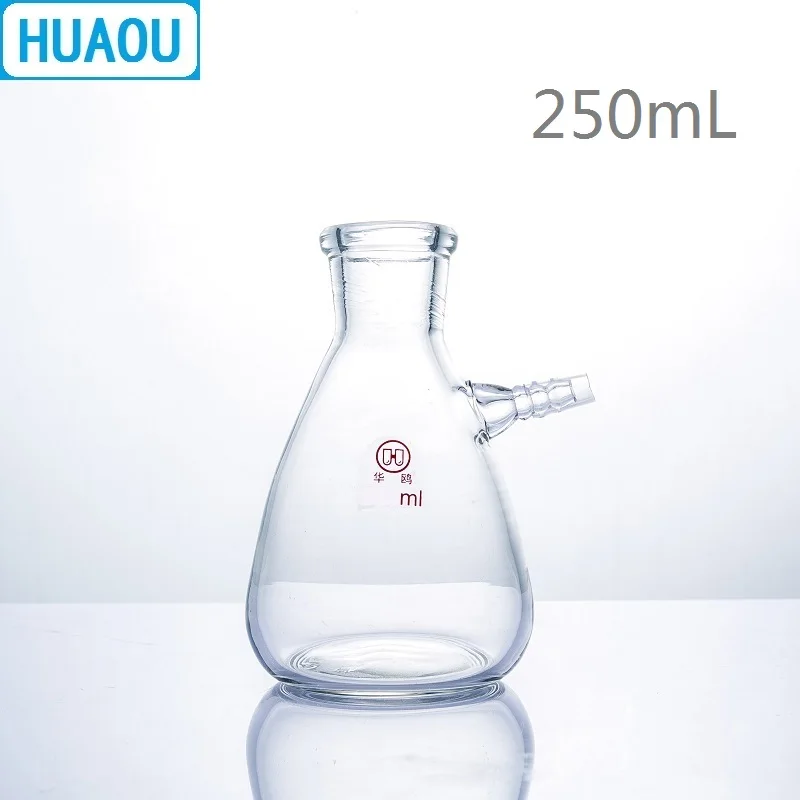 

HUAOU 250mL Filtering Flask with Upper Tubulature Borosilicate 3.3 Glass Laboratory Chemistry Equipment