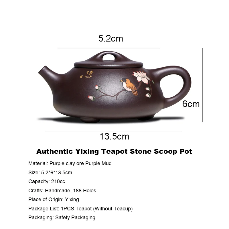 Goede 210cc Authentieke Yixing Theepot Chinese Gezondheid Paarse Klei Orchidee Steen Scoop Pot Alle Master Handgemaakte Kung Fu Thee Set Shi Piao Pot