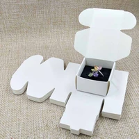 2019 white ring box 40x40x25mm 300gsm paper cardboard ring box diy whiteblack inside sponge black velvet free shipping