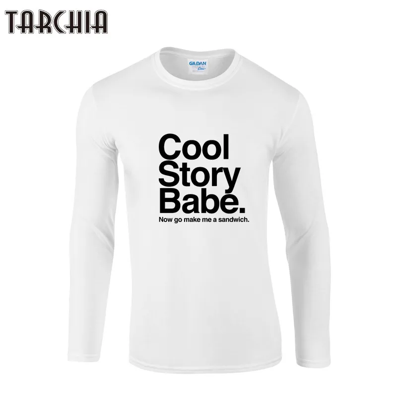 TARCHIA мужская одежда крутая история детка печатных футболка футболки с длинным