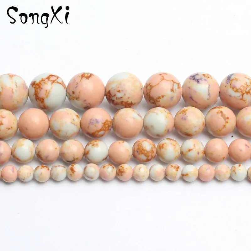 Wholesale Bare Pink Sea Sediment Imperial Stone Round Beads for Jewelry Making Pick Size 4/6/8/10mm Diy Bracelet Necklace 15'' |