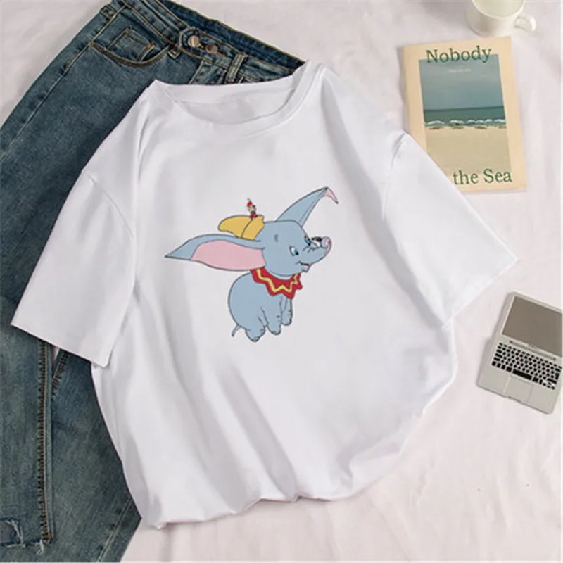 Moomin Dumbo/весенне-летняя футболка; простая и Милая футболка - Цвет: dumbo