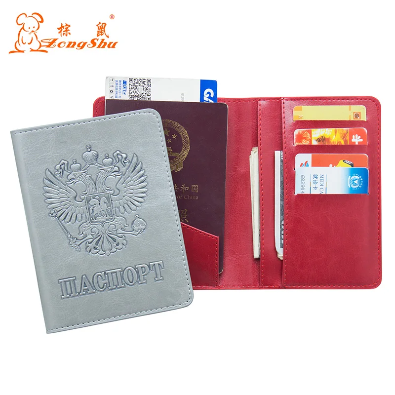 

Russian oli Double eagle RED International standard size passport cover Built in RFID Blocking Protect personal information