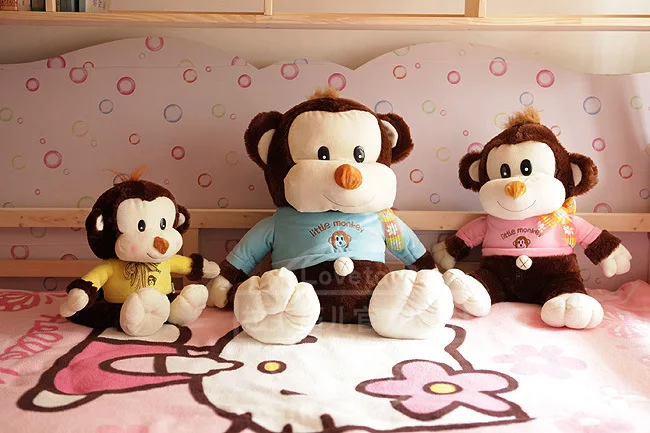 Мягкая плюшевая игрушка обезьяна с наполнителем подушка подарок на день