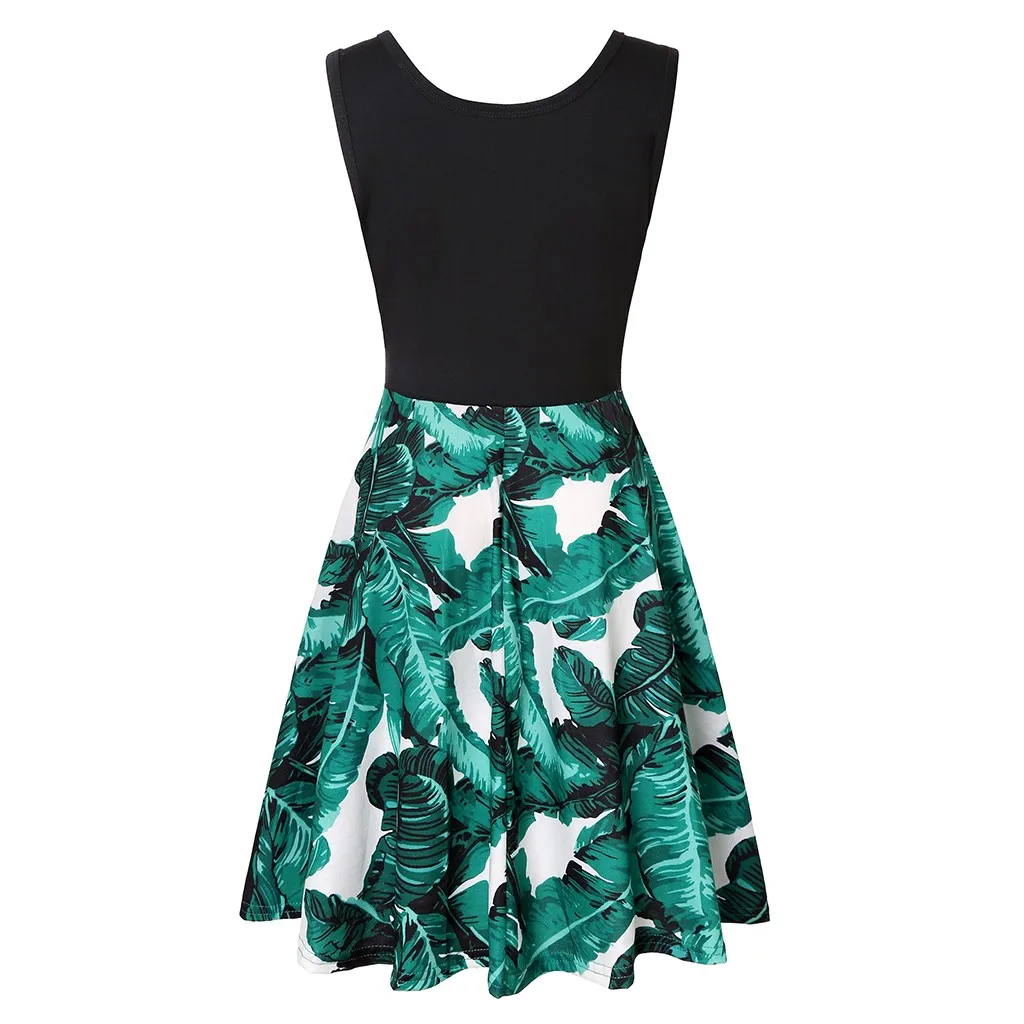 Летнее женское платье большого размера модное без рукавов с принтом летнее
