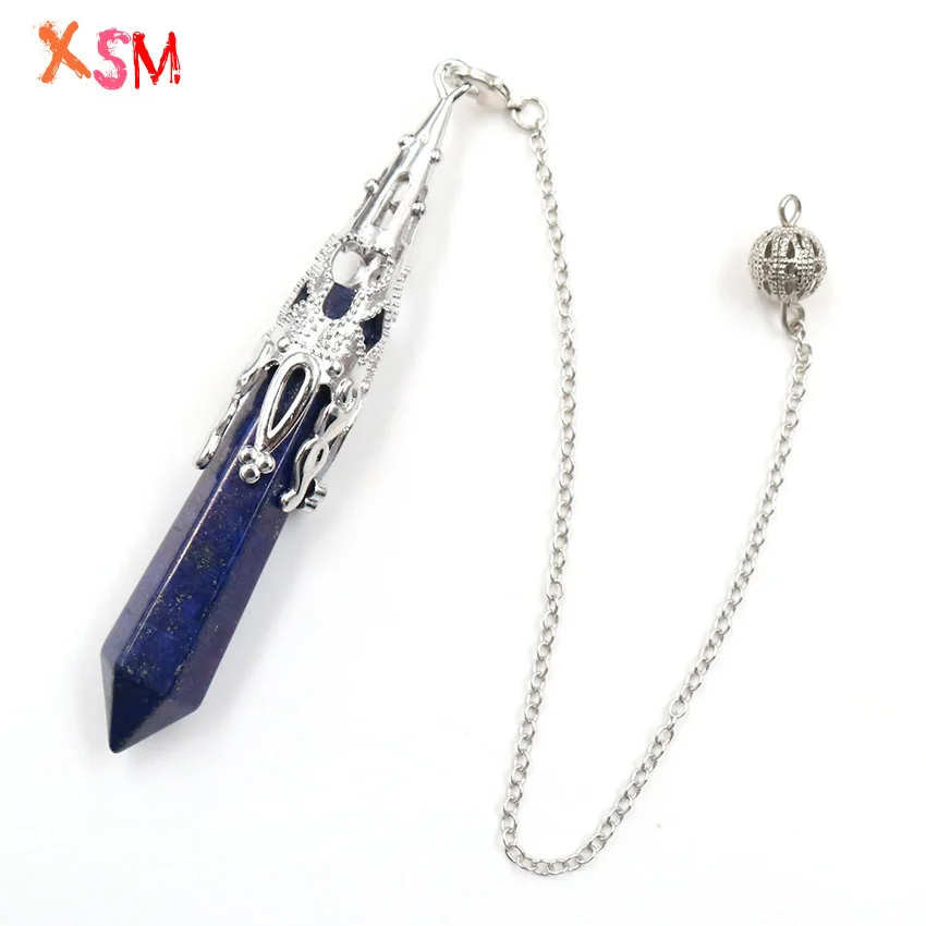 Lapis Lazuli 1 шт. звено цепи кристалл натуральный камень шестиугольная колонна маятниковая подвеска Рейки Исцеление, балансировка, дюбинг, Wicca, талисманы ювелирные изделия - Окраска металла: Lapis Lazuli