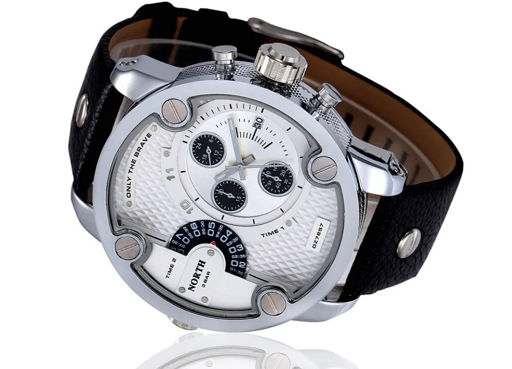 Часы класса люкс от года North Watches, спортивные мужские часы с кожаным ремешком, водонепроницаемые на глубине 30м, мужские и женские кварцевые часы Relogios Masculino