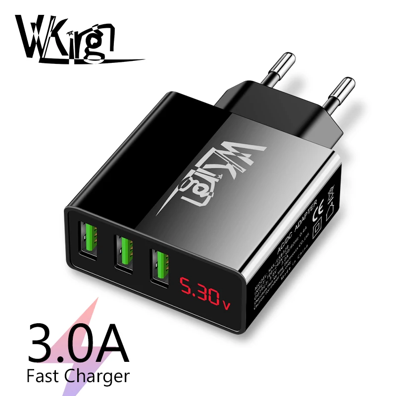 Зарядное устройство VVKing 3 USB порта 3A зарядка штепсельная вилка EU/US для iPhone Samsung Xiaomi