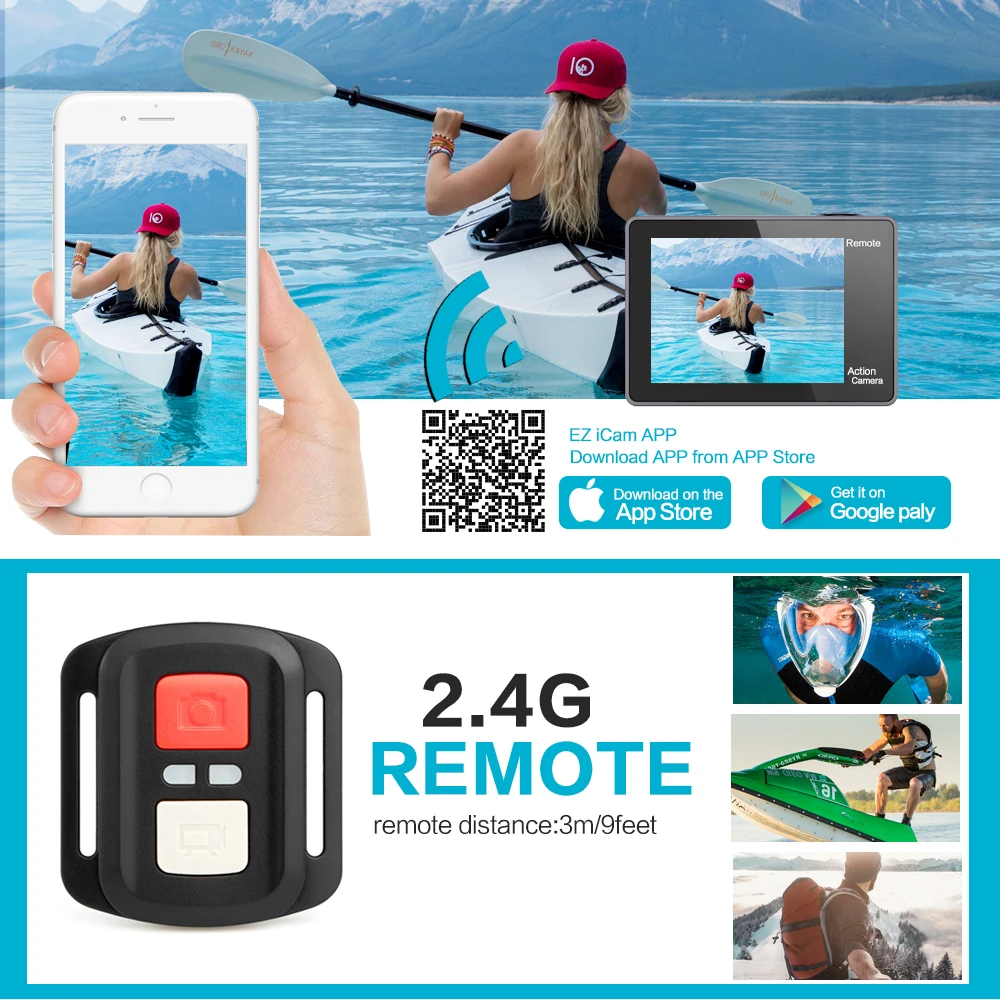 Экшн-камера GEEKAM K3R/K3 Ultra HD 4 K/30fps 20MP WiFi 2," 170D с двойным экраном, водонепроницаемая камера для подводного плавания на шлем, велосипедная спортивная видеокамера