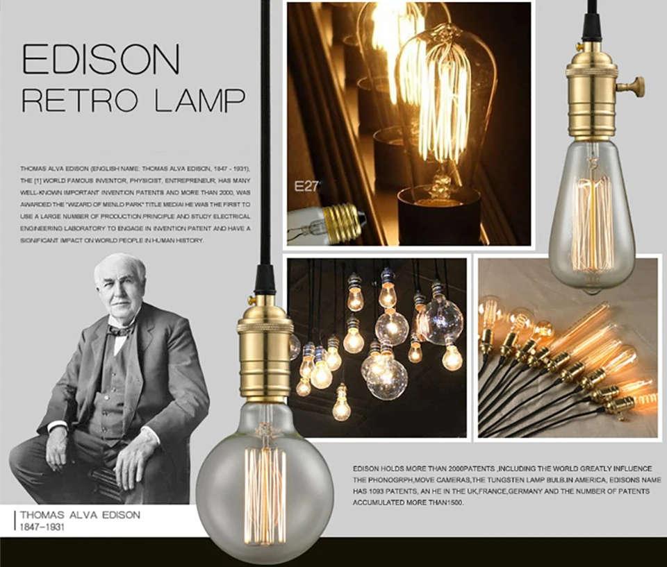 Ретро Edison led светильник лампочка E27 220 В 40 Вт A19 ST64 G80 G95 G125 T10 T45 T185 ампулы Винтаж лампа накаливания Эдисона