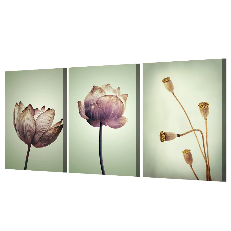 

Hot Sale 3 Panel Canvas Art Lotus Flowers HD Canvas Painting Wall Art Canvas Posters and Prints Wall Picture for Living Room