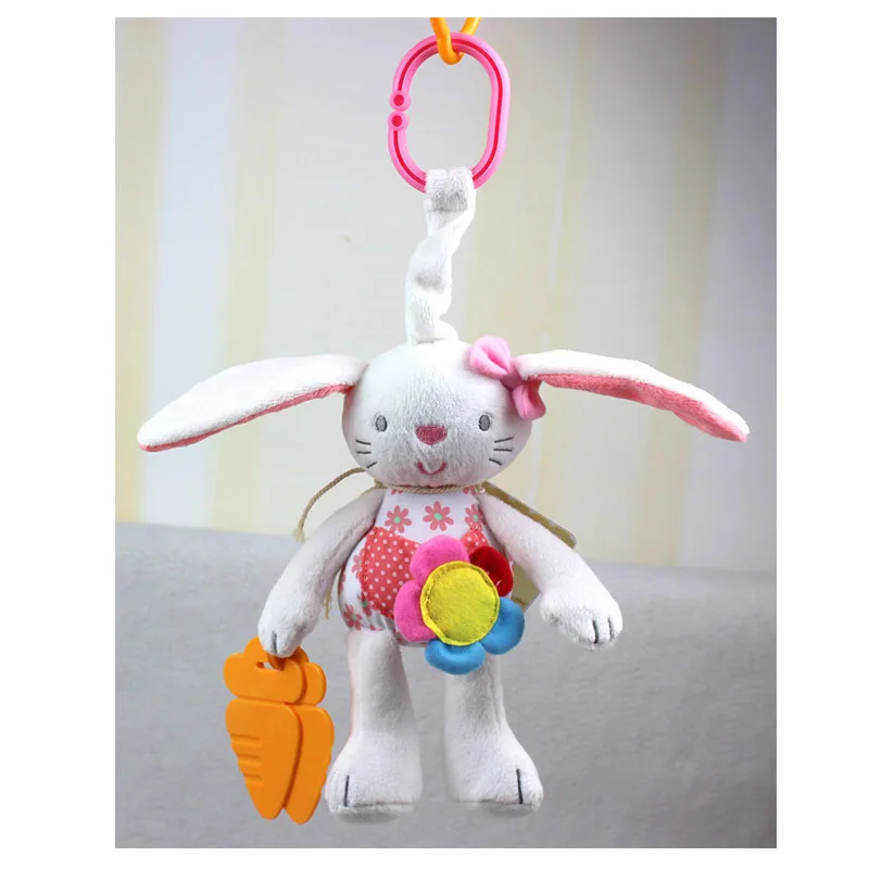 

Soft Rabbit Plush Doll Baby Rattle Ring Bell Crib Hanging Animal Toy Teether Multifunction Baby Toy 0-12 months