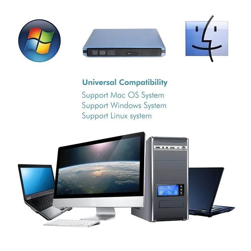 Компьютерные USB 3,0 Внешний Оптический привод компакт-дисков DVD VCD player компьютер ноутбук мобильный оптический привод компакт-дисков/устройство для записи dvd-дисков без диска