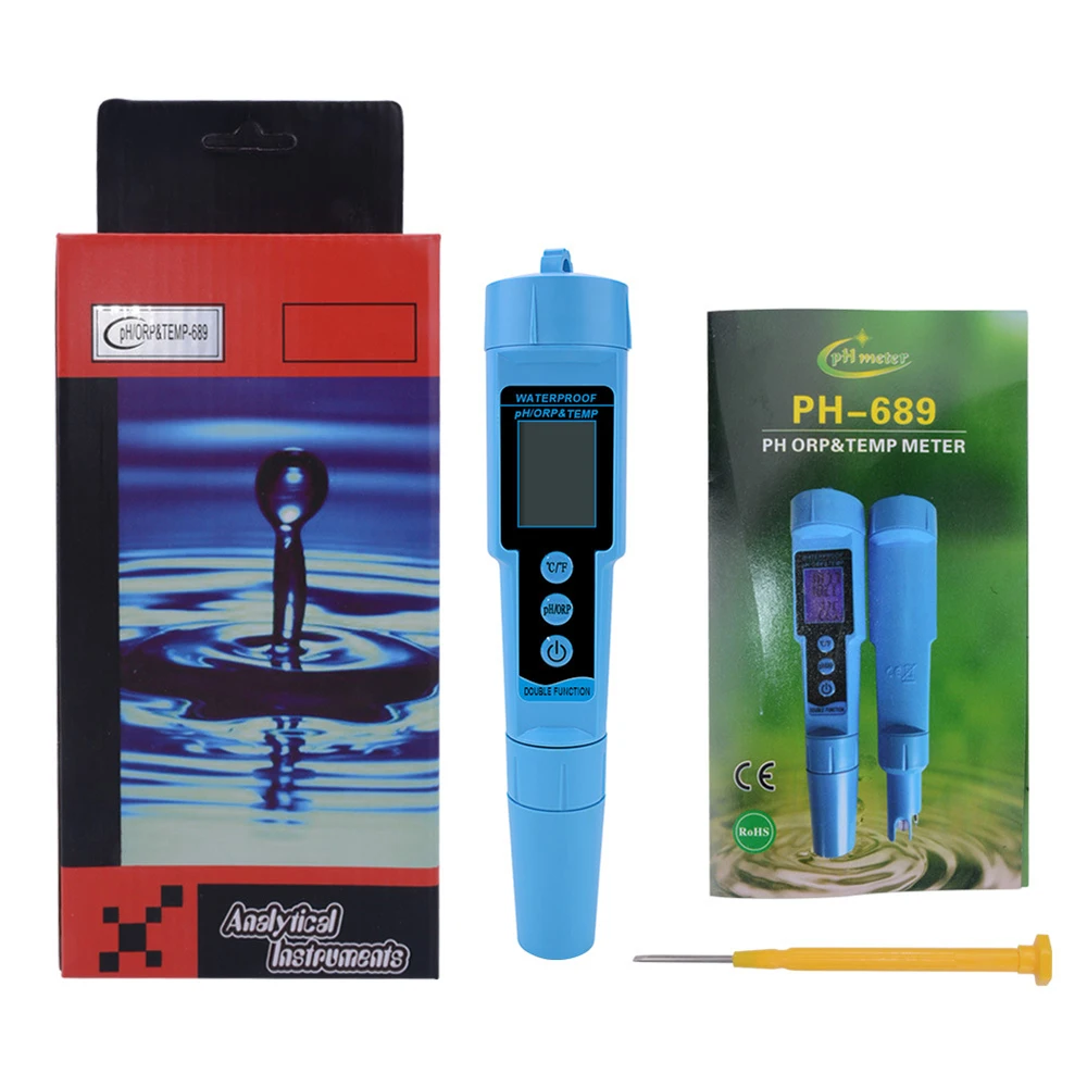 

PH Tester High Precision Waterproof PH / ORP / Thermometer 3-In-1 Test Pen PH Test Pen Temperature Automatic Compensation