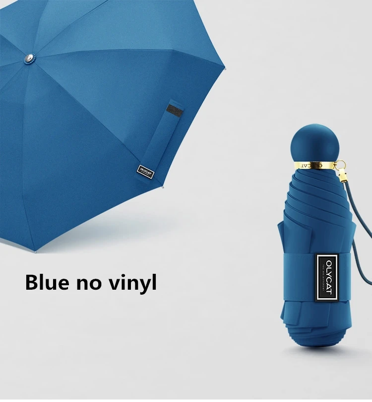 blue no vinyl OLYCAT, мини Карманный Зонтик для женщин, солнечный и дождливый, мини Модные складывающиеся зонты, 260 г, маленький солнцезащитный зонтик, Женский Зонт от дождя - Цвет: blue no vinyl