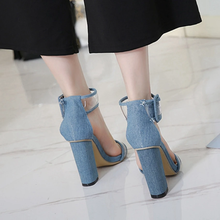 Модные женские Ремешок на щиколотке квадратный Сандалии каблуке летние туфли