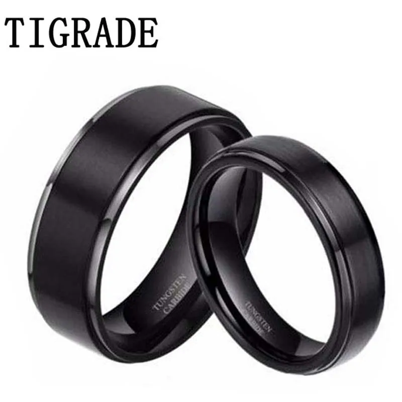 Кольца для влюбленных из черного вольфрама 6 мм и 8 2 шт.|ring shop|ring transformerring snack |