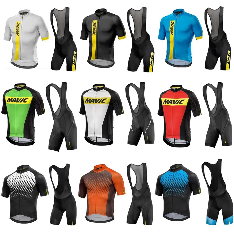 2018 PRO TEAM Mavic с коротким рукавом Велоспорт трикотаж Лето одежда ROPA CICLISMO + шорты BIB 9D