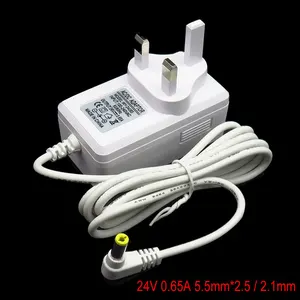 Штепсельная Вилка британского стандарта 24V 0.65A 5,5 мм * 2,52,1 мм AC-DC Мощность адаптер лампы увлажнитель Мощность Зарядное устройство для арома-диффузор для эфирных масел