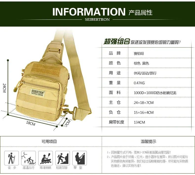Уличный тактический рюкзак Seibertron Военный Спортивный Рюкзак на плечо для