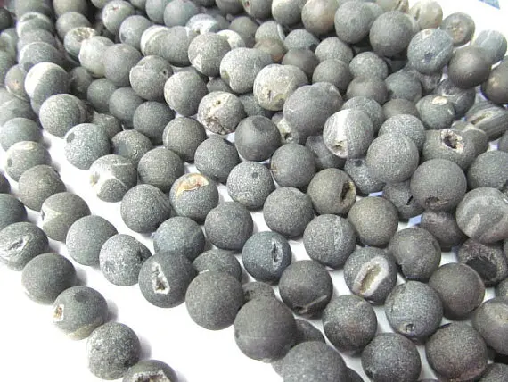 

2strands 8-14mm Gorgeous Frosted Agate Gemstone Matte Round Loose Beads grey gray black white Making Necklace
