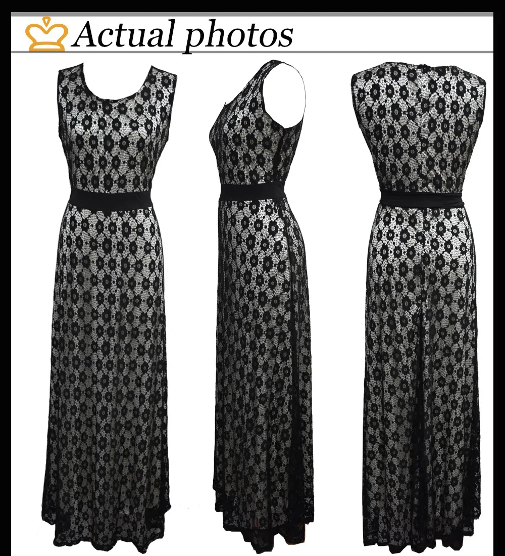 2017 женское элегантное кружевное вечернее платье больших размеров черные