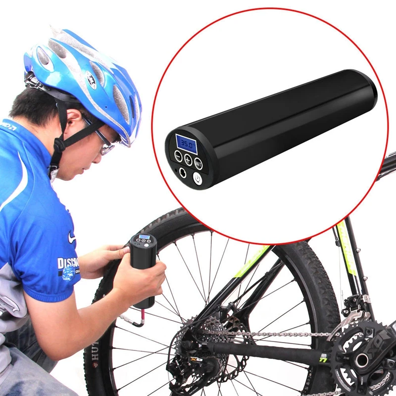 Воздушный компрессор для авто велосипеда Электрический насос шин с ЖК дисплеем