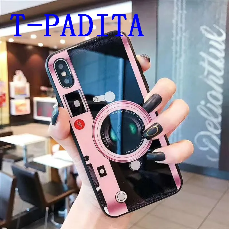 Camera model tempered glass case with Fashion Grip Stand Holder for vivo x9/x20/x21/x21/y66/y67/y75 PU and PC Cover T-PADITA OEM | Мобильные