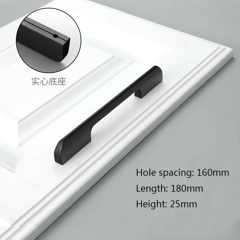 Matte black CC160mm Алюминиевая ручка для шкафа длинный твердый Ящик Тянет Шкаф Кухня ручки и ручки для мебели ручки и ручки - Цвет: Matte black CC160mm