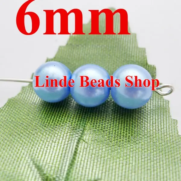 

750pcs/lot 6mm glass pearl beads christmas ornament loose round beads for jewelry, decoration,light sapphiree colour GP06024