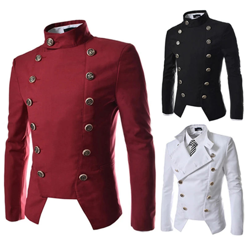 Мужской блейзер с длинным рукавом повседневный облегающий двубортный Блейзер