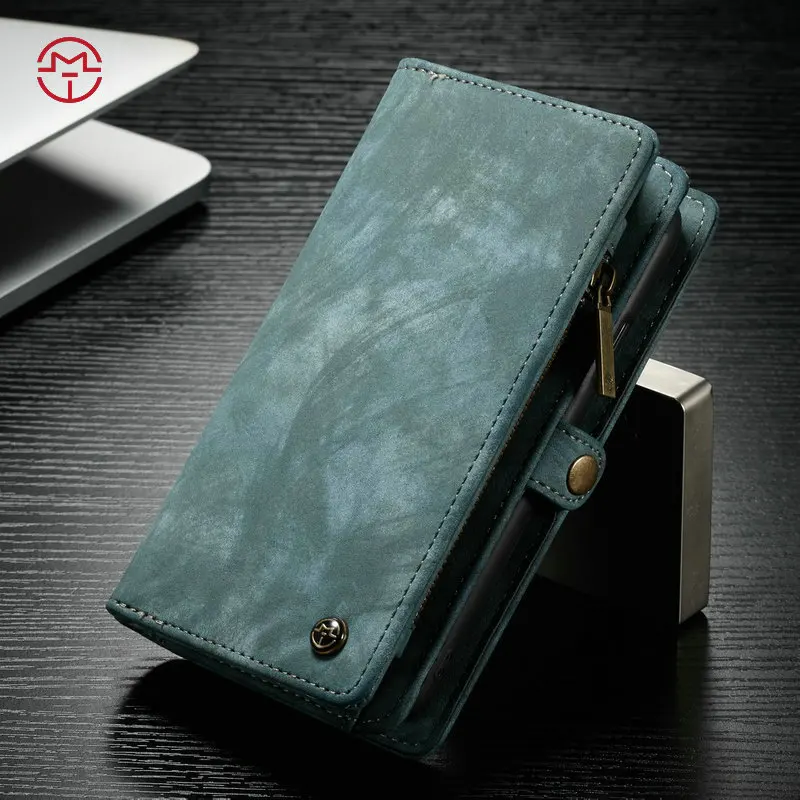 Mint Green Многофункциональные Чехлы-бумажники, съемный кошелек на молнии, кожаная сумочка, мягкий чехол для телефона samsung S7 S8 S9 Note8 9 Plus Edge - Цвет: Mint Green