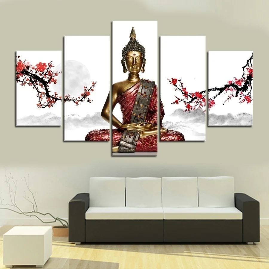 5 шт. Тайский Будда холст настенная роспись world История современной бытовое