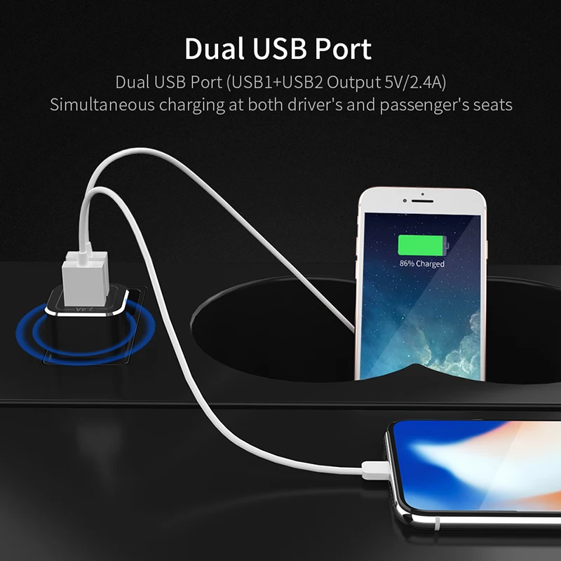 Essager двойной Переходник USB для зарядки в машине Led 2.4A Быстрая зарядка автомобиля USB зарядка для iPhone samsung Xiaomi Мобильный телефон зарядка в авто