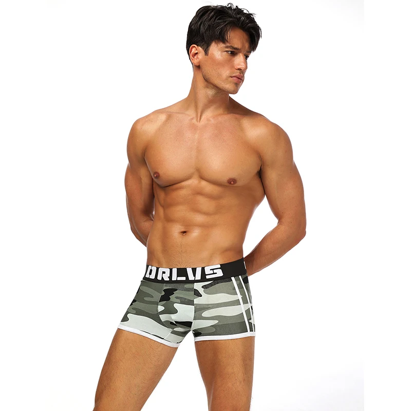 

2PCS Male Panties Breathable Boxers Cotton Men Underwear U convex pouch Sexy Underpants camouflage Homewear Short