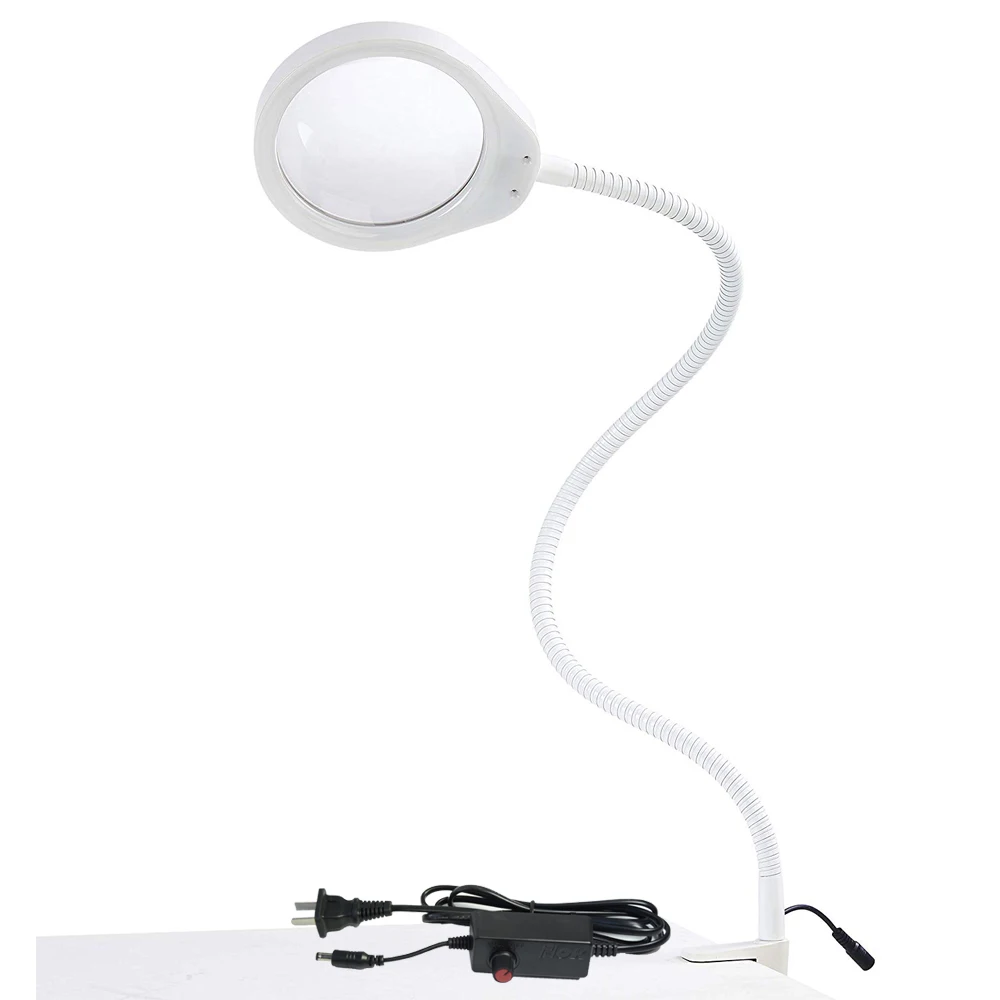 Регулируемая Лупа с длинным зажимом для косметологии увеличительная лампа