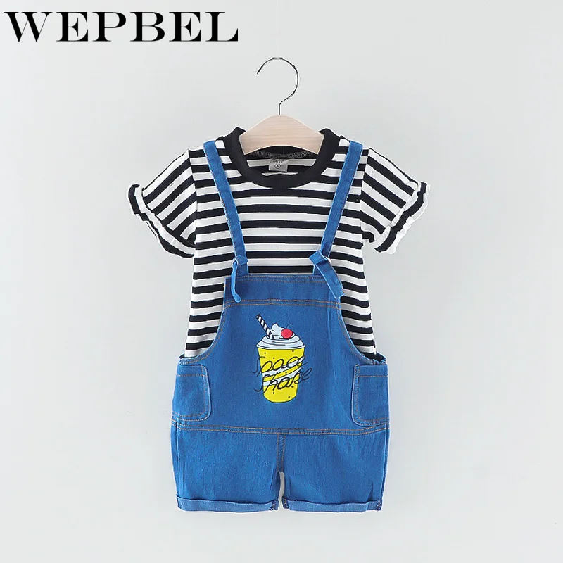 WEPBEL/летние детские джинсовые шорты + футболка детская одежда из двух предметов