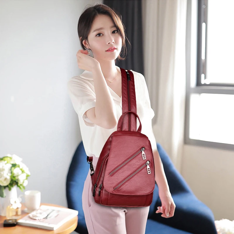 Женский кожаный рюкзак школьный для девочек 2019 | Багаж и сумки