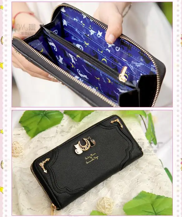 5 pieces black white Moon the 20th Anniversary Luna Crystal Bag Women's Long Wallet Purse Christmas Gift for Girl