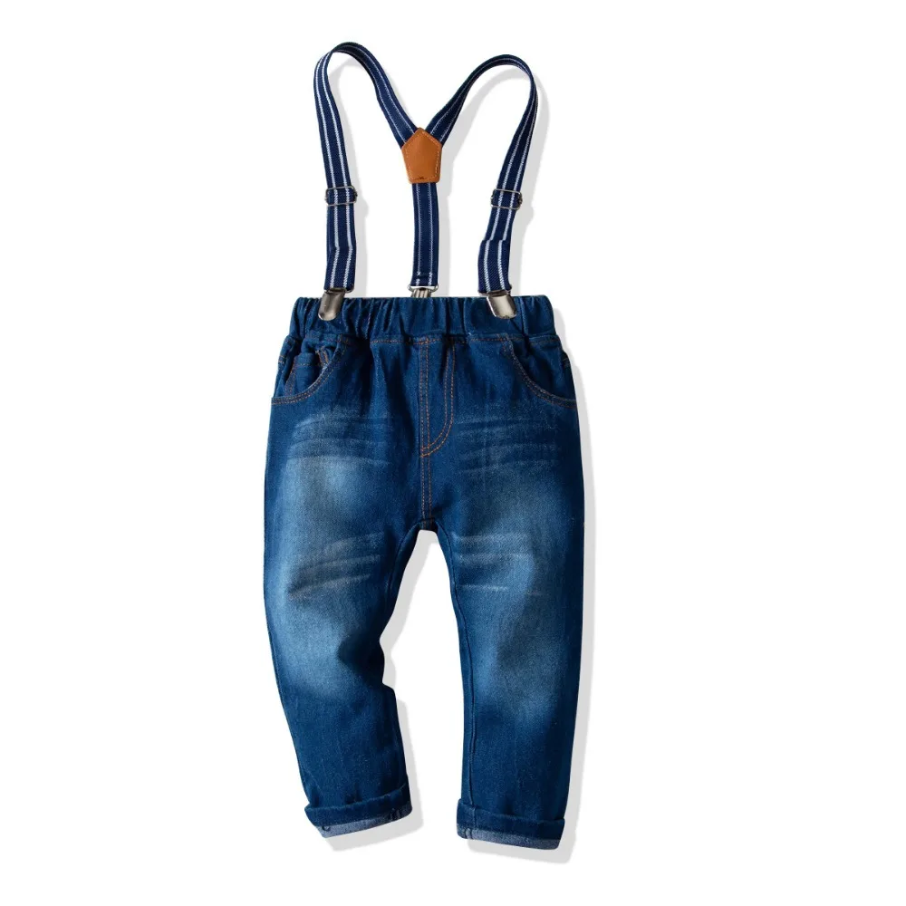 2019 New Baby Boy Clothing Set Gentleman Suits Long Sleeve Red Plaid Shirt with Bow Tie+Suspenders Pants Kids Casual Outfit | Детская