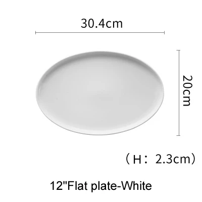 12 inch plate Матовая синяя и белая стильная китайская костяная тарелка 6 8 10 дюймовая тарелка для супа плоская тарелка в посудомоечной машине - Цвет: 12 inch plate