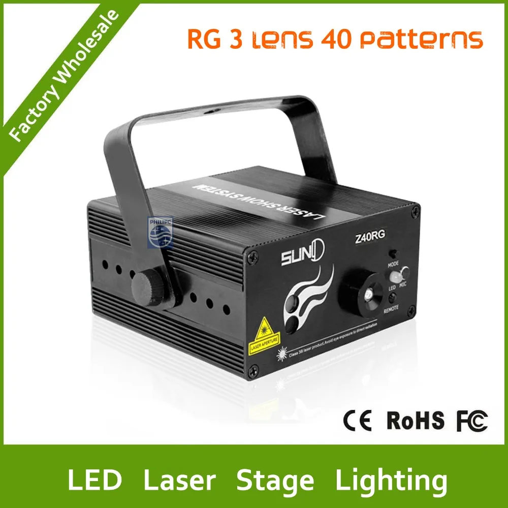 DHL Free shipping  LED RG 3 Lens 40 Patterns Mixing Laser Projector Stage Lighting Effect Blue LED Stage Lights