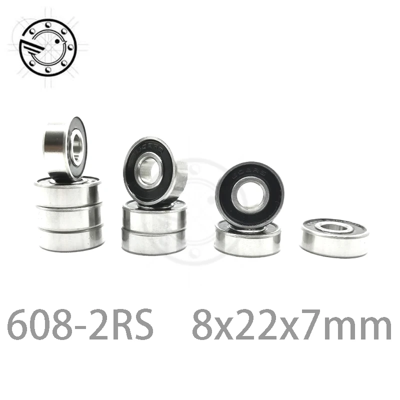 10 шт. 608 2RS 608RS ABEC 5 8 мм x 22 7 черная двойная резиновая уплотнительная крышка