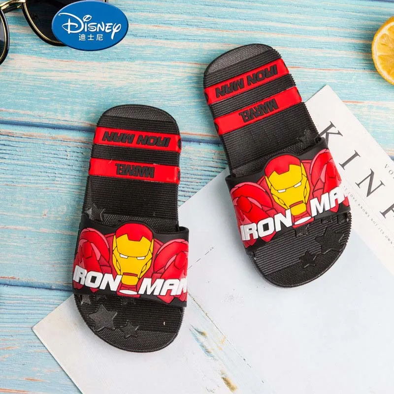 Disney/обувь; Новинка года; Вьетнамки для детей; Летние Удобные повседневные туфли на плоской подошве с рисунком Микки для мальчиков и девочек; размеры 24-39 - Цвет: iron Man